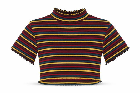 Primark Womens Multicoloured Striped  Cropped T-Shirt Size 2XS