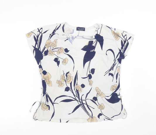 Saloos Womens White Floral  Basic Blouse Size L
