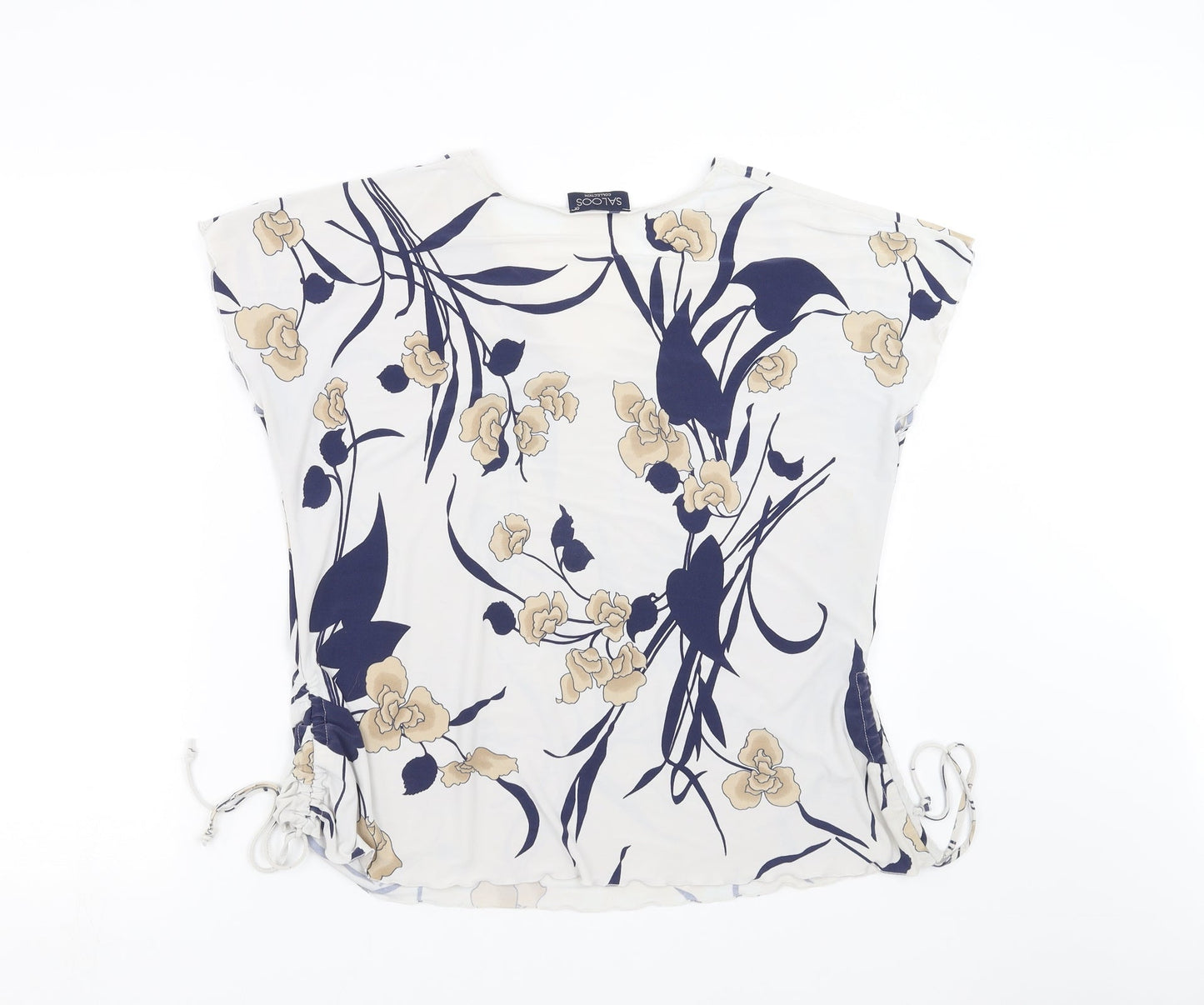Saloos Womens White Floral  Basic Blouse Size L