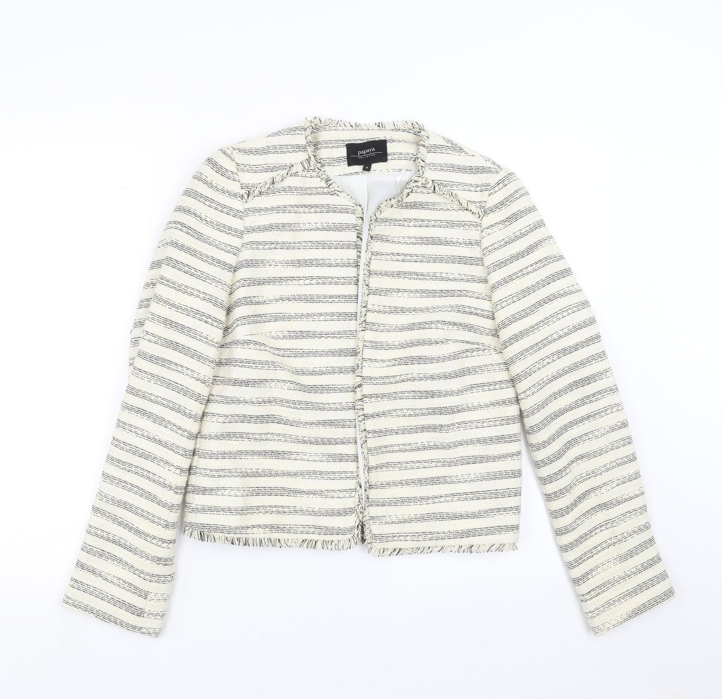 Papaya Womens Ivory Striped  Jacket  Size 8