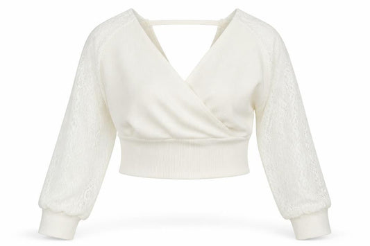 SHEIN Womens Ivory  Knit Pullover Jumper Size 2XL  - Lace sleeves