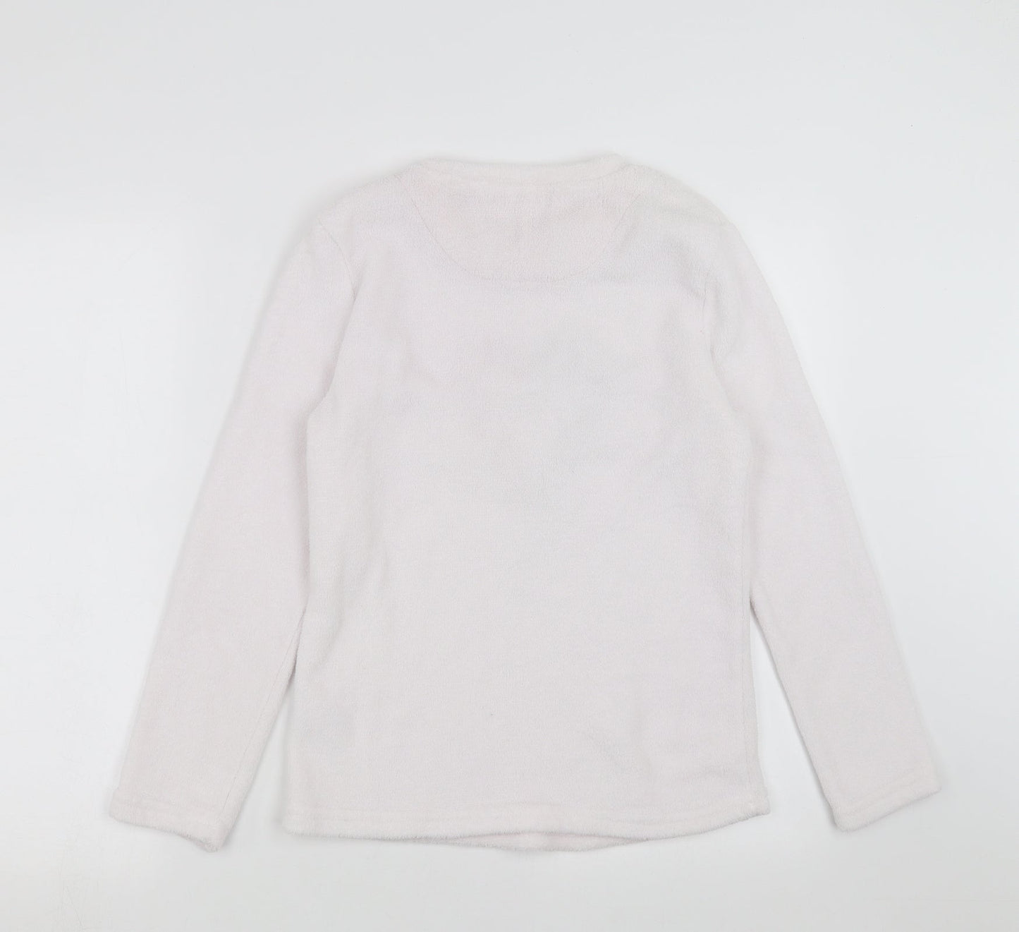 Warm & Cosy Womens White Solid  Top Pyjama Top Size S  - candy canes