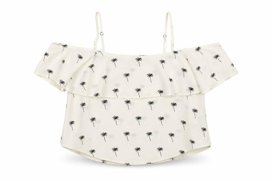 Divided by H&M Womens Ivory   Camisole Blouse Size 16  - palm trees, cropped