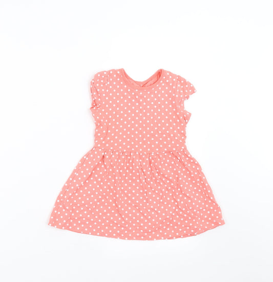 George Girls Pink Polka Dot  Fit & Flare  Size 12-18 Months