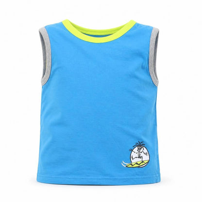 Front view of Rebel boys’ blue basic tank, size 3-4, years