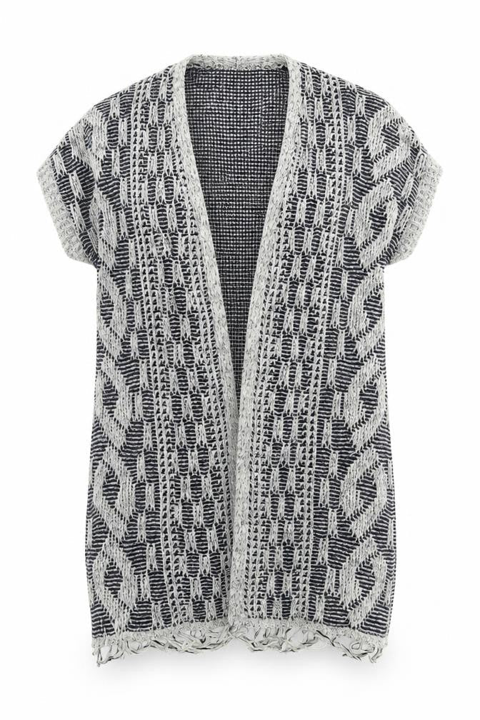 Next Womens Grey Geometric Knit Cardigan Jumper Size 10