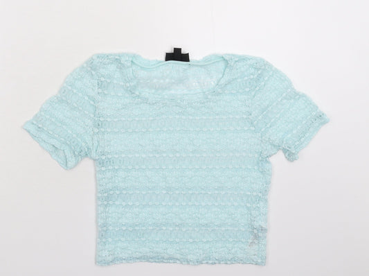 Topshop Womens Blue  Knit Basic T-Shirt Size 10