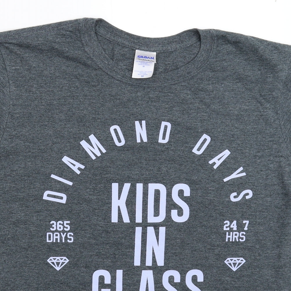 Gildan Mens Grey    T-Shirt Size M