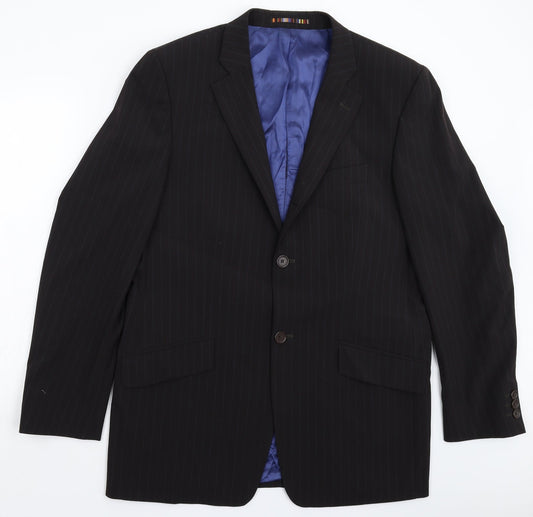 River Island Mens Black Striped  Jacket Suit Jacket Size 42