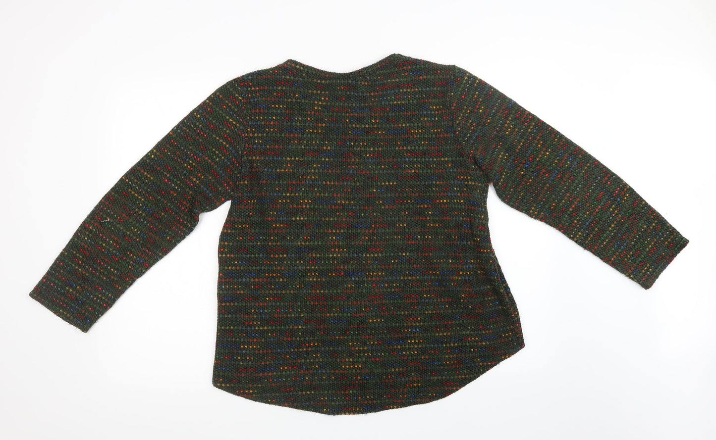 Preworn Mens Green Geometric Knit Pullover Sweatshirt Size S