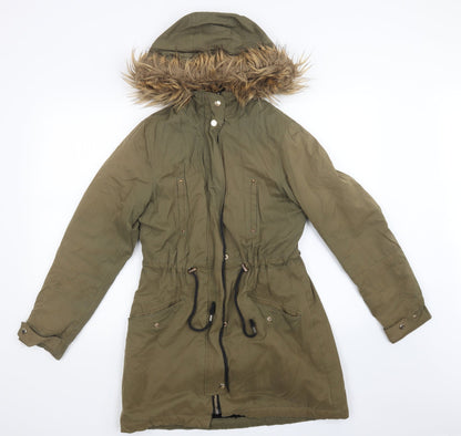 Additional front view of Papaya women’s green jacket coat, size UK 6