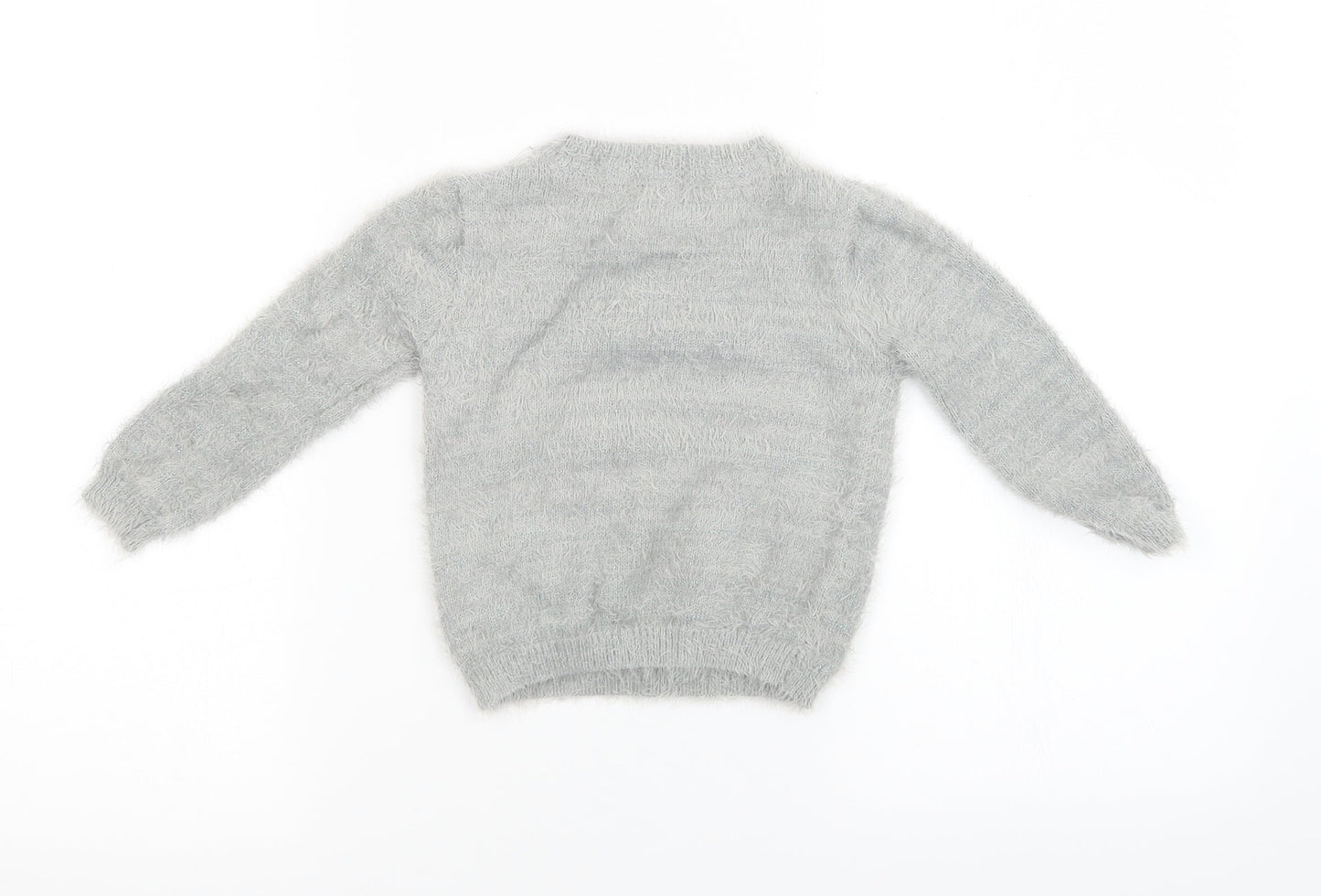 M&S kids Girls Grey  Knit Pullover Sweatshirt Size 2 Years  - chrismas