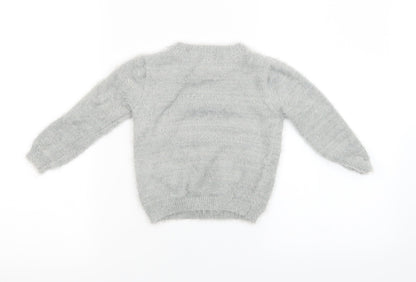 Marks & Spencer kids Girls Grey  Knit Pullover Sweatshirt Size 2 Years  - chrismas
