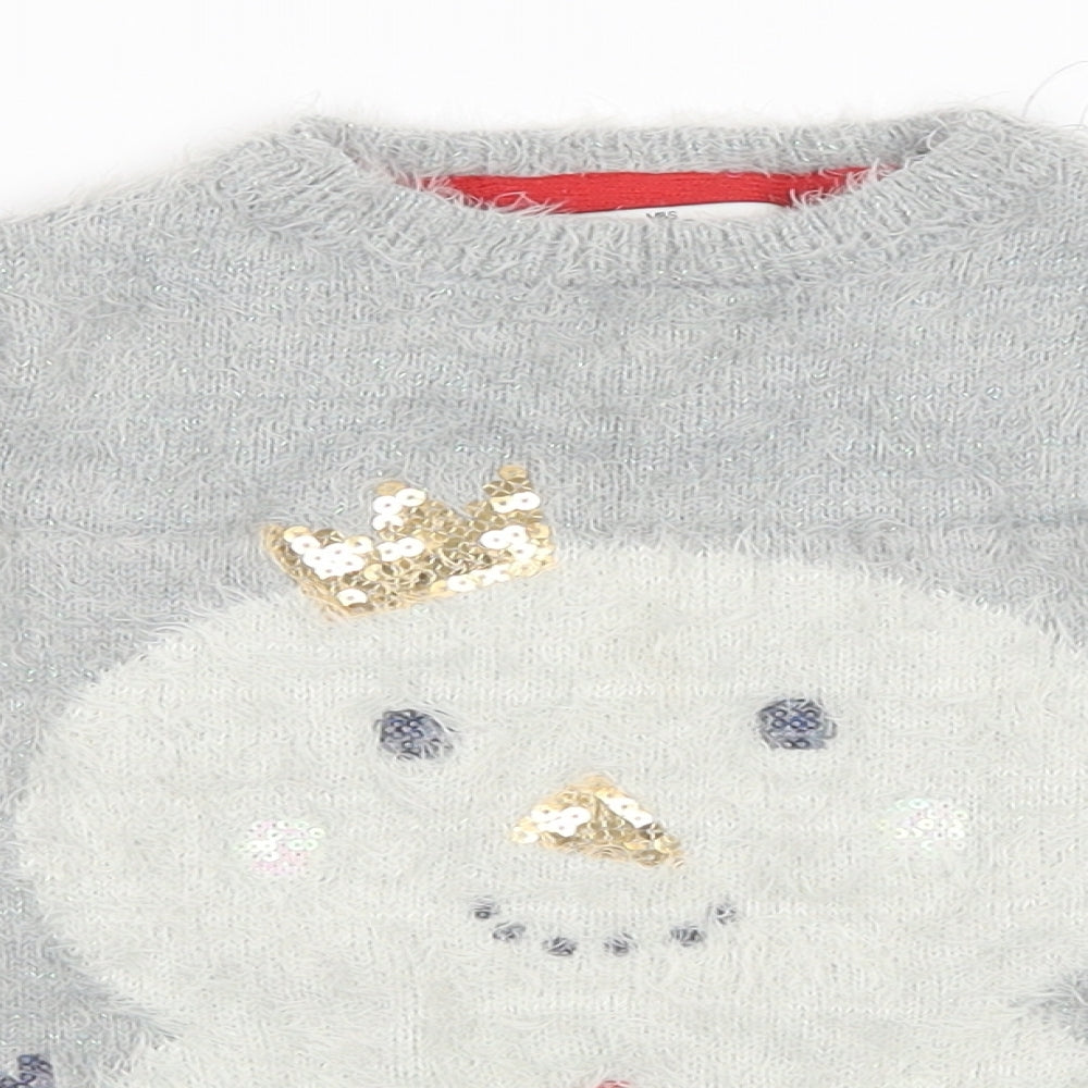M&S kids Girls Grey  Knit Pullover Sweatshirt Size 2 Years  - chrismas