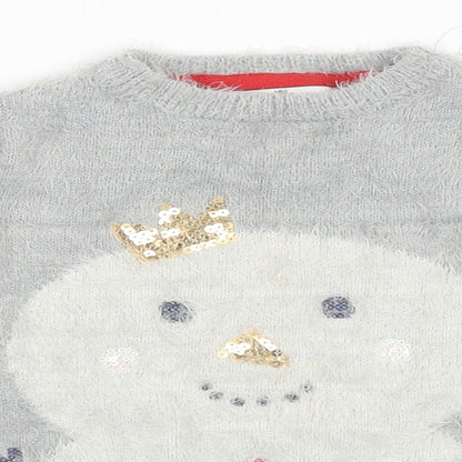 Marks & Spencer kids Girls Grey  Knit Pullover Sweatshirt Size 2 Years  - chrismas