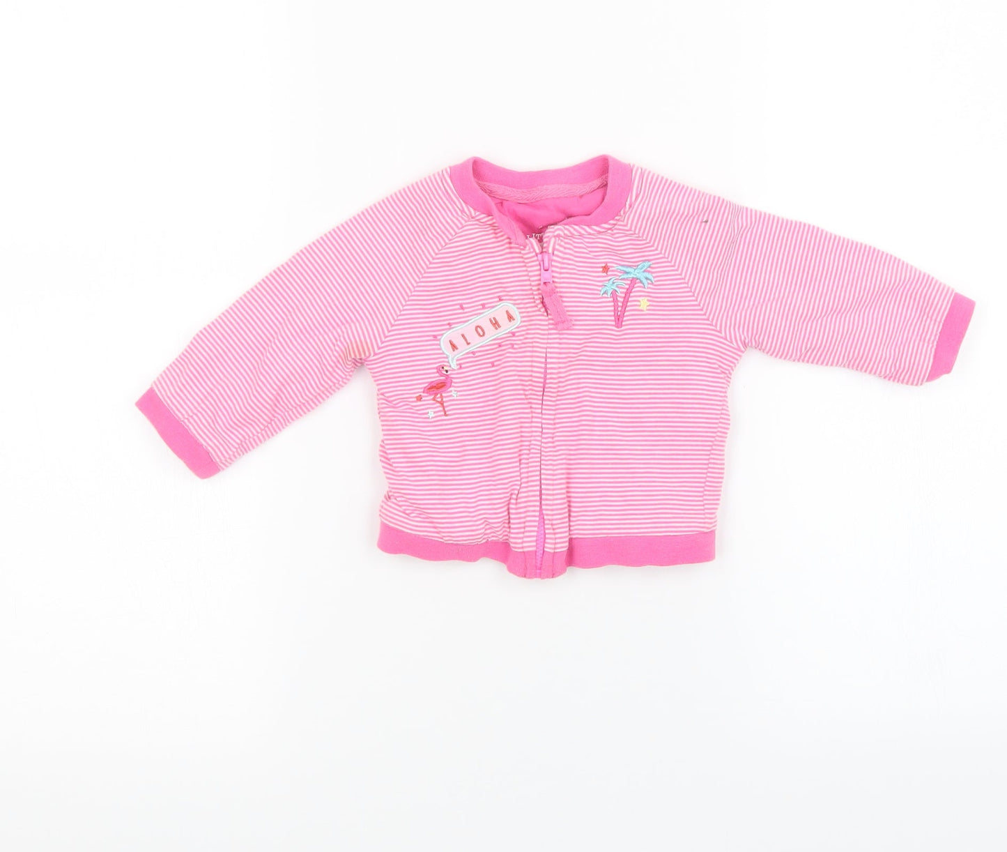 F&F Girls Pink Striped  Basic Jacket Jacket Size 3-6 Months