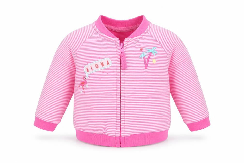 F&F Girls Pink Striped  Basic Jacket Jacket Size 3-6 Months