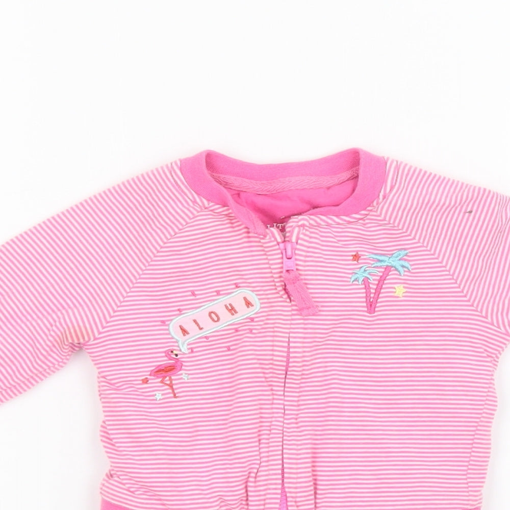 F&F Girls Pink Striped  Basic Jacket Jacket Size 3-6 Months