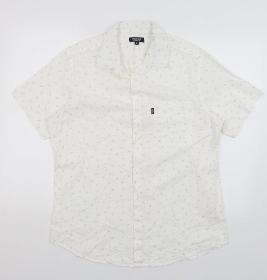 Outrage London Mens White    Button-Up Size L