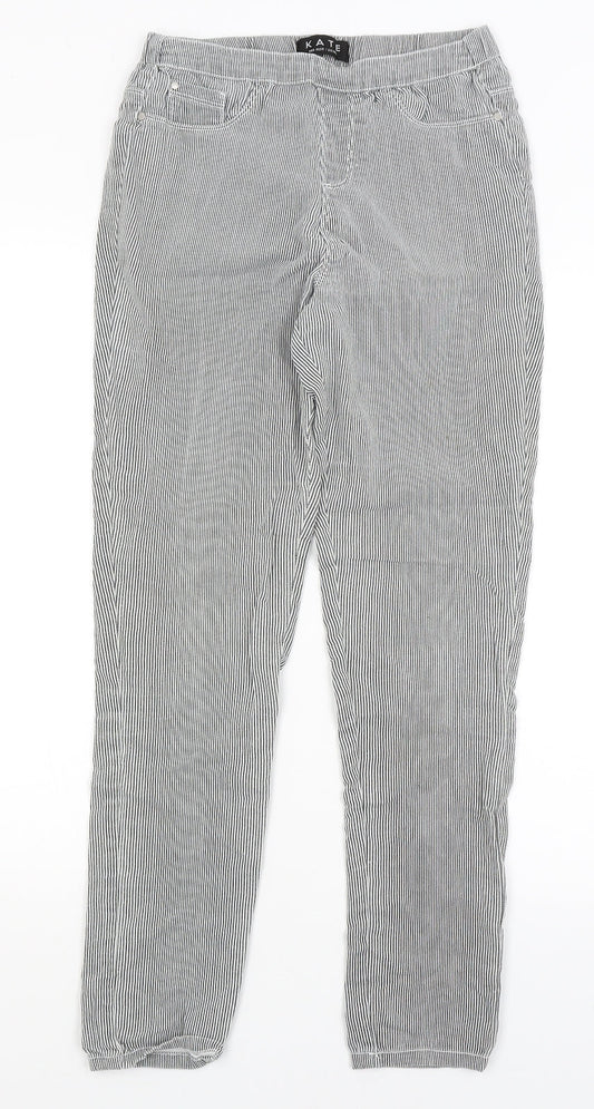 Peacocks Womens Grey Striped  Trousers  Size 10 L27 in