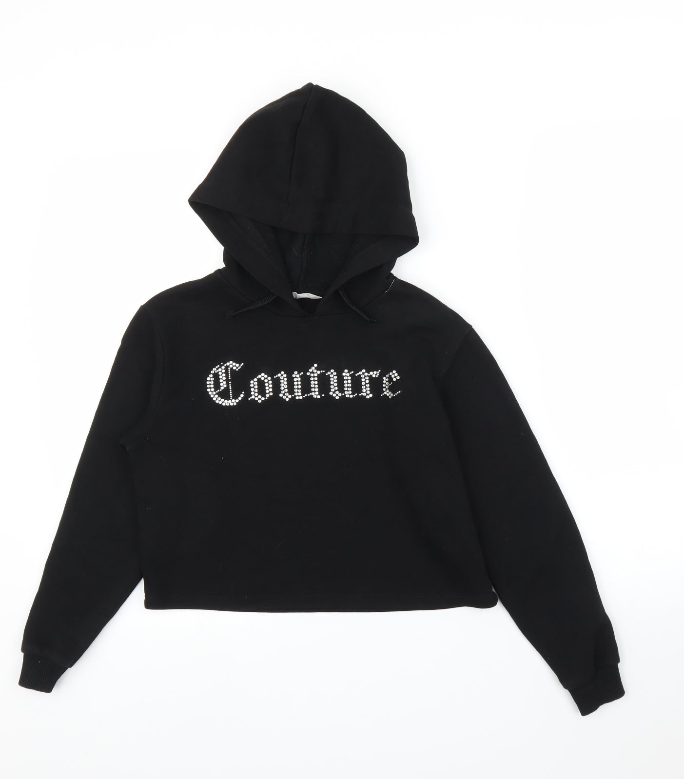 Matalan Girls Black   Pullover Hoodie Size 10-11 Years  - Cropped