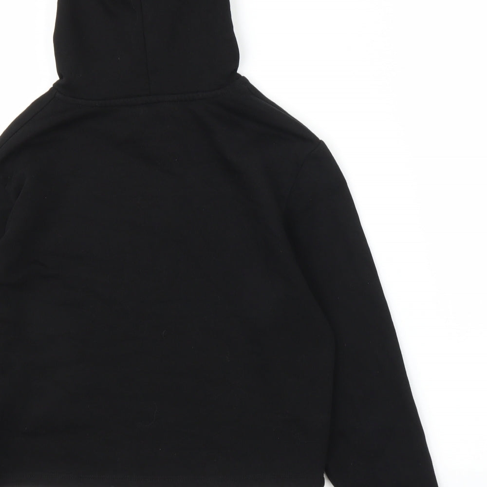 Matalan Girls Black   Pullover Hoodie Size 10-11 Years  - Cropped