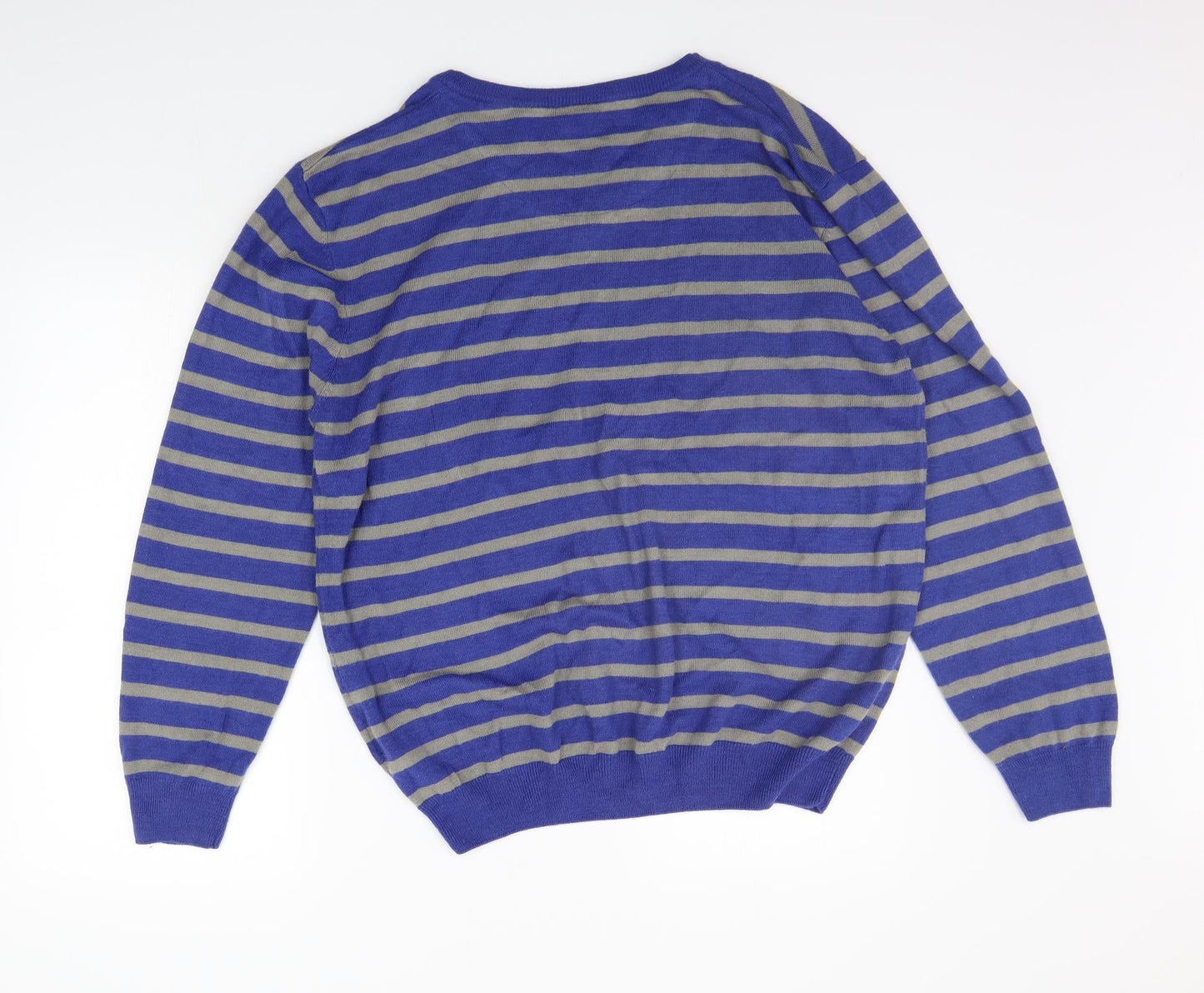 Oak Valley Mens Blue Striped  Pullover Jumper Size XL