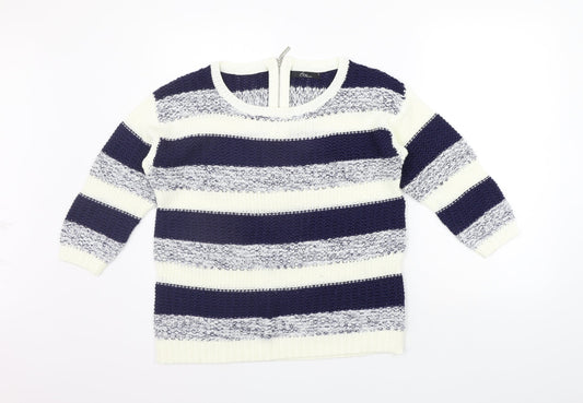 BM Womens Blue Striped  Pullover Jumper Size S
