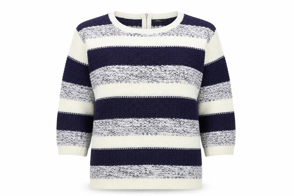 Bonmarché Womens Blue Striped Pullover Jumper Size S