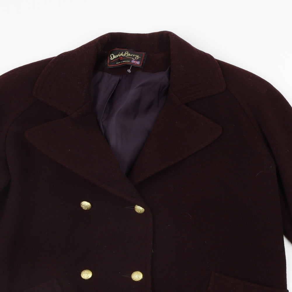 DAVID BARRY Womens Purple   Jacket Coat Size 12