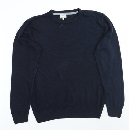 Front view of Easy men’s blue jumper, size M