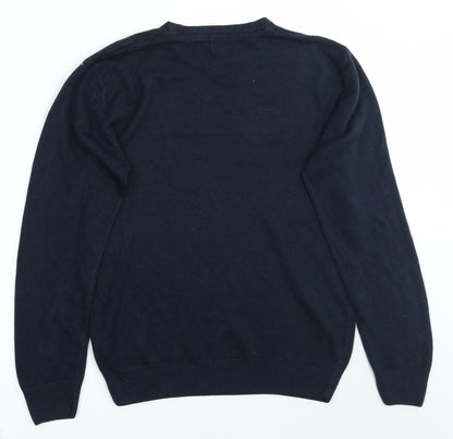 Back view of Easy men’s blue jumper, size M