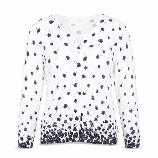 Isle Womens White Floral  Cardigan Jumper Size S