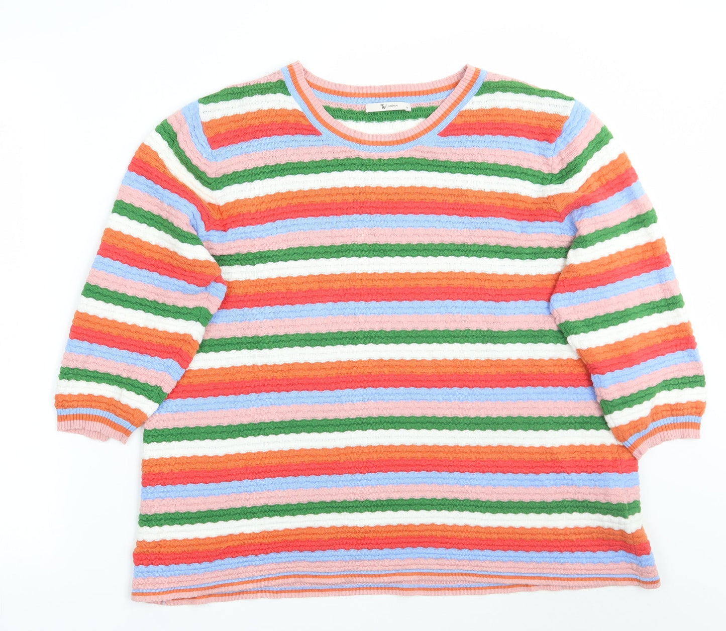 TU Womens Pink Striped  Pullover Jumper Size 10