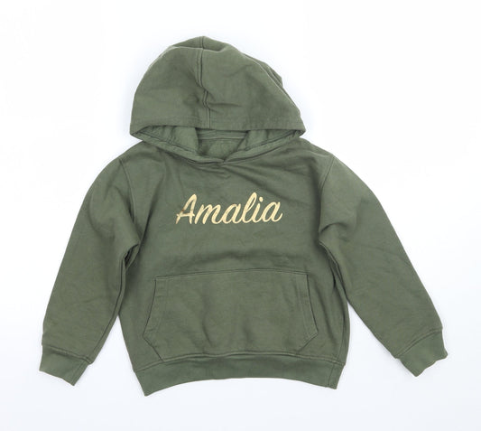 Preworn Girls Green   Pullover Hoodie Size 4-5 Years