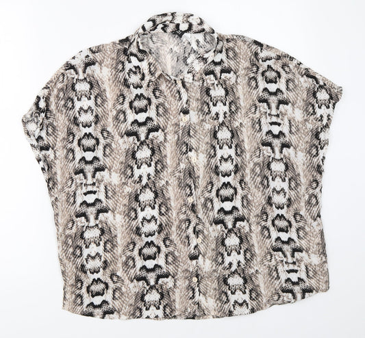 H&M Womens Grey Animal Print  Basic Button-Up Size 38