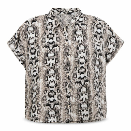 H&M Womens Grey Animal Print  Basic Button-Up Size 38