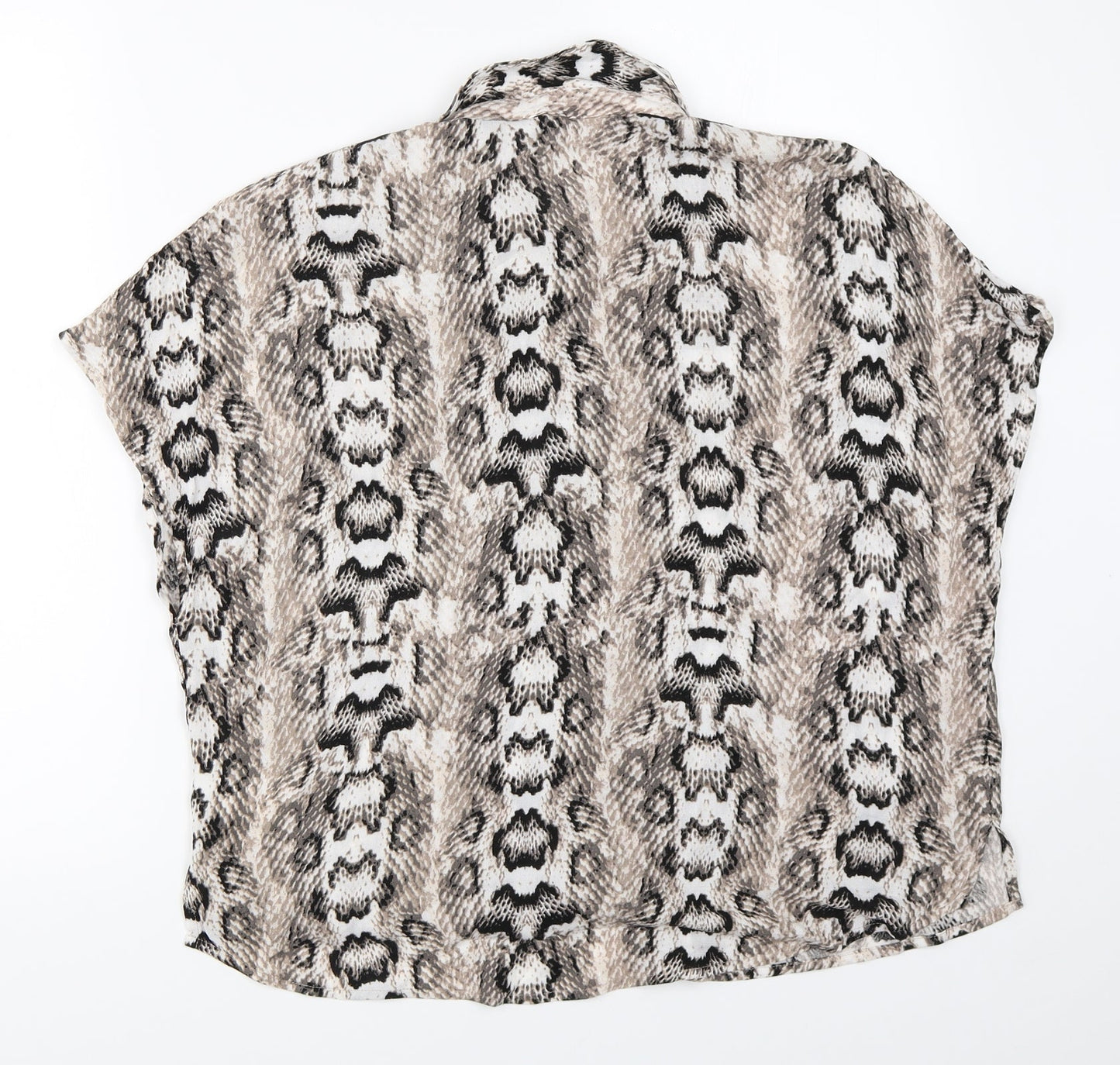 H&M Womens Grey Animal Print  Basic Button-Up Size 38