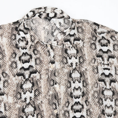 H&M Womens Grey Animal Print  Basic Button-Up Size 38