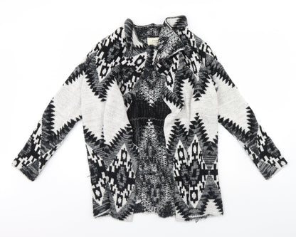 Front view of Papaya women’s black geometric jacket, size S