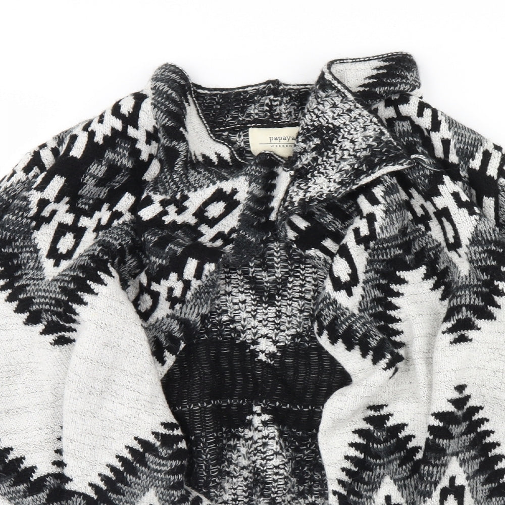 Papaya Womens Black Geometric  Jacket  Size S