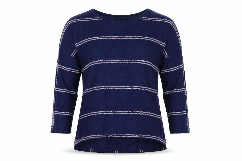 Love Leisure Womens Blue Striped  Basic Blouse Size 16