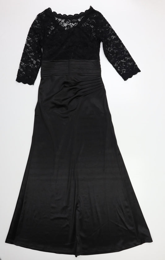 Miusol Womens Black Floral  A-Line  Size S