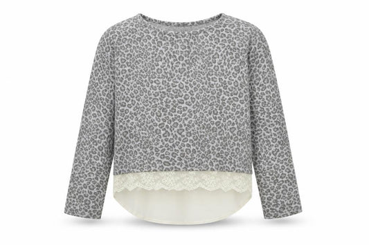 Front view of YD girls’ grey animal print basic t-shirt, size 10, years