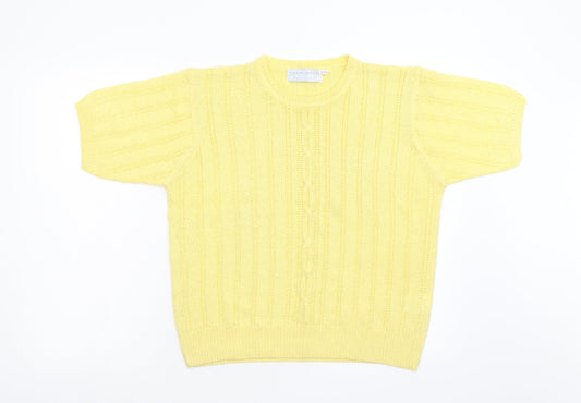 Compliments Womens Yellow  Knit Pullover Jumper Size M