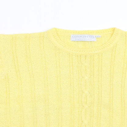 Compliments Womens Yellow  Knit Pullover Jumper Size M