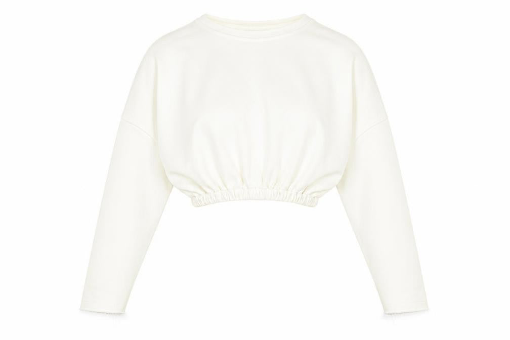 Baziic Womens Ivory   Pullover Sweatshirt One Size