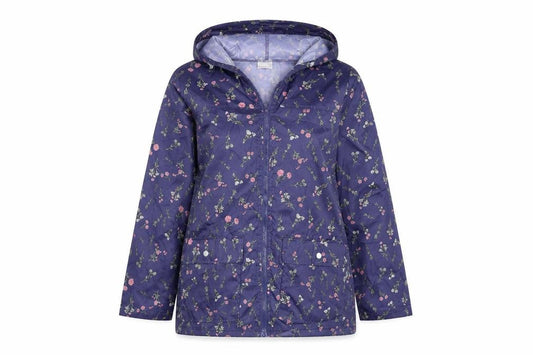 Anne De Lancay Womens Blue Floral  Anorak Jacket Size S