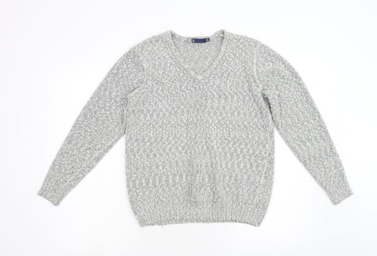 Isle Womens Grey  Knit Pullover Jumper Size M