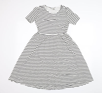 Additional front view of ASOS women’s white striped a-line, size UK 8